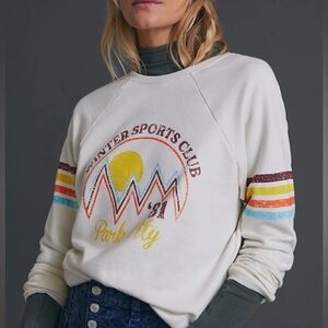 Anthropologie Winter Sports Club Crewneck Sweatshirt